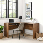 Modway Venture 55" L-Shaped Wood Office Desk - Walnut-Particleboard and MDF Construction