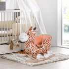 Qaba Baby Rocking Horse Giraffe Design Plush Stuffed Rocking Chair - Brown-Cute giraffe top seat is soft, plush, and comfortable 