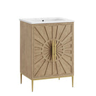 Modway Awaken 24" Bathroom Vanity - Oak/White-MDF and Solid Wood