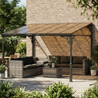 Outsunny 11 ft W x 10 ft L Outdoor Pergola - Wall Mounted Hardtop Lean-to Gazebo-This pergola includes bolts and stakes for concrete or grass stability