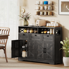 HOMCOM 47" Farmhouse Sideboard Buffet Cabinet with Barn Doors & Storage Shelves - Dark Brown-Three-level adjustable shelf tailors to varying storage needs