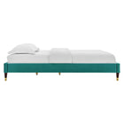 Modway Harlow Performance Velvet Full Platform Bed Frame - Teal-Wood Slat Support System