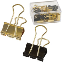 Merangue Binder Clips - Gold/Black - 25 Pack-Durable metal construction for long-lasting use