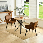 Homy Casa Modern Upholstered Brown Suede Dining Chair - Black Legs with Gold Accents - 2 Pack-Versatile Style: The chair's sleek design fits well with various decor styles, from modern to contemporary.
