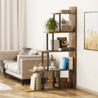 HOMCOM Industrial Style Bookcase Display Stand - Rustic Brown-Assemble Required 