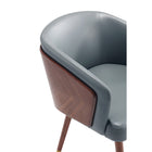 Manhattan Comfort Reeva 23.23" Modern Leatherette Upholstered Dining Chair - Walnut and Graphite Grey-Upholstered in Luxurious Leatherette with Foam Padding