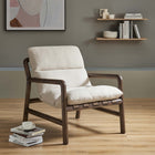 Modway Paxton Wood Sling Chair - Dune Fabric Walnut-Vegan Leather Straps