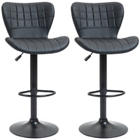 HOMCOM Adjustable Swivel PU Leather Bar Stools - Black - 2 Pack-A set of 2 gives you a matching look
