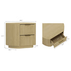 Manhattan Comfort Olivia 26.5" Modern Nightstand 2-Piece Set - Natural Oak/Gold-Horizontal Glam Drawer Handles Made of Metal with a Choice of Black or Gold Finish