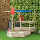 Outsunny Kids Wooden Boat-Shaped Sandbox with Cover - Natural Wood-Made of sturdy fir wood, it will not crack and fade 