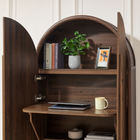 Modway Bellamy Arched Fold-Out Desk Cabinet - Walnut-Soft-Close Hinges