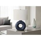 Monarch Specialties 24" H Contemporary Table Lamp - Blue Ceramic / Ivory / Cream Shade-A convenient on/off rotary switch operates up to a 100W bulb (not included) to instantly illuminate a living room, office, or bedroom space