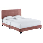 Modway Celine Channel Tufted Performance Velvet Twin Bed - Dusty Rose-Channel Tufted Headboard