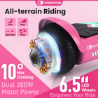 Gyrocopters PRIME Hoverboard for Kids - 15 km/h Speed ​​ - 300 W - 6.5" - LED Wheels - Bluetooth Speaker - Pink-LED-illuminated wheels