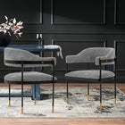 Manhattan Comfort Lia 24.8" Modern Chenille Upholstered Dining Armchair - Grey-Frame Made of High Quality Metal with Brushed Gold Tips for Fashion and Durability