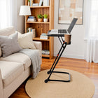 Homy Casa Adjustable Height Folding Table with Tilting Top and Cup Holder - Black-3 tilt angles for comfortable viewing and typing