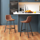 HOMCOM 27" Counter Height Industrial Kitchen Bar Stools - Brown - 2 Pack-Upholstered seat with PU leather for high comfort
