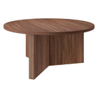 Hudson&Canal Anders 36"W Round Coffee Table - Satin Walnut-Features easy assembly