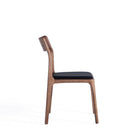 Manhattan Comfort Moderno 17.72" Modern Leatherette Upholstered Dining Chair - Walnut and Black - Set of 4-Space Saving Design with Stackable Chair Feature