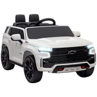 Aosom 12V Chevrolet Tahoe Kids Ride-On Car - White-2 motors for solid and straightforward driving on various terrains 