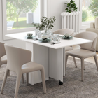 HOMCOM 55" Drop Leaf Folding Dining Table with Storage Shelves for 4-6 - White-Made from solid particleboard for a tough frame which can cope with everyday use