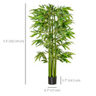 HOMCOM 5.3' Artificial Bamboo Tree for Indoor Home Decor - Green-Comes in a solid nursery pot for stability 