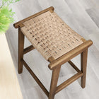 Modway Saoirse Woven Rope Wood Counter Stool - Walnut Natural - Set of 2-Assembly Required