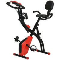 Soozier 3 in 1 Folding Exercise Bike w/ 8-Level Magnetic Resistance - Red-Caters to your body shaping needs, bodybuilding and fitness, waist training, hips, legs and arms 