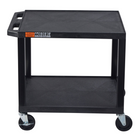 Luxor TUFFY 26" H Two-Tier Multi-Purpose Utility Cart - 24" W x 18" D - Black-It supports up to 300 pounds evenly distributed, with each shelf holding approximately 150 pounds
