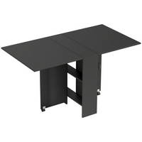 HOMCOM Drop Leaf Folding Dining Table with 2-Tier Shelves & Rolling Casters for 2-4 - Black-Drop leaf design - use this extendable dining table three ways – no side up, a single side up or both sides up