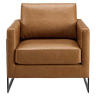 Modway Posse Vegan Leather Accent Chair - Black Tan-Weight Capacity: 300 lb