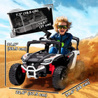 Qaba 12V Kids Ride On Truck with Dual Motors - White-Built-in music and LED headlights create an immersive driving experience 