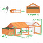 Pawhut 30" H Large Chicken Run with Nesting Box - Orange-Multiple entrances including a large side door and an openable top panel 