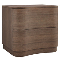 Modway Mirae 2-Drawer Curved Nightstand - Brushed Brown Oak-2-Drawer Nightstand