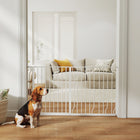 PawHut 30"- 57" Extra Wide Dog Gate with Double Locking System - White-Can be opened with a single hand – press and lift the button