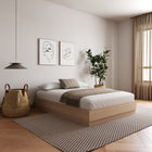 Nexera Milano Platform Bed Frame - Queen Size - Natural Blonde Oak-Quality Craftsmanship: Crafted from high-quality engineered wood with a welcoming oak finish and natural grain variation