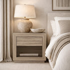 Manhattan Comfort Soren 26" Contemporary 1-Drawer Nightstand - Natural Oak-Modern nightstand featuring a clean, handle-less drawer for a sleek, minimalist aesthetic