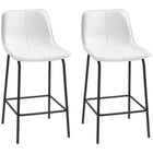 HOMCOM Microfiber Upholstered Bar Stools - Cream White - 2 Pack-Counter stools set of 2
