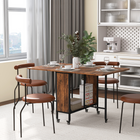 HOMCOM 51" Mobile Wheel Drop Leaf Folding Dining Table with Storage Shelf for 6 - Rustic Brown-6 caster wheels for easy movement 6 with brakes for stability