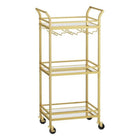 Boutique Home Tempered Glass Gold Bar Serving Cart-Color: Gold
