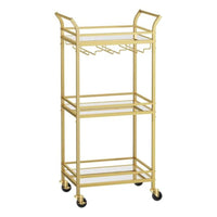 Boutique Home Tempered Glass Gold Bar Serving Cart-Color: Gold