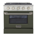 Kucht 30" KNG Series Pro Style Propane Gas Range - Stainless Steel/Olive Green-Cook and bake like a pro with the extra-large convection oven that offers 4.2 cu. ft. of capacity, a 5-rack configuration, and an extra-large viewing window