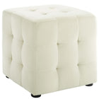 Modway Contour Tufted Cube Performance Velvet Ottoman - Ivory-Cube Shaped Ottoman