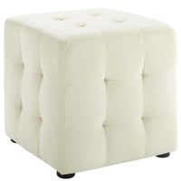 Modway Contour Tufted Cube Performance Velvet Ottoman - Ivory-Cube Shaped Ottoman