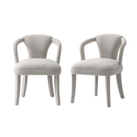 Manhattan Comfort Palmer 22.8" Mid-Century Modern Tweed Upholstered Dining Armchair - Silver Lining - Set of 2-Mid-Century Modern Accent Chairs for Living Room Usage. Set of 2