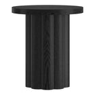 Hudson&Canal Olie Round Fluted Side Table - 20" W - Black Grain-Table is made of high-quality and durable MDF materials with a metal inner frame