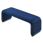 Modway Koda Performance Velvet Waterfall Long Bench - Black/Midnight Blue-Assembly Required