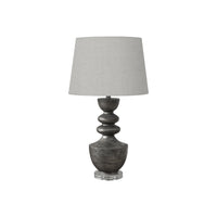 Monarch Specialties 28" H Transitional Table Lamp - Grey Resin / Grey Shade-This 28"h table lamp features a stylish grey resin base supported on a clear acrylic base and topped with a soft grey fabric shade, serving as a chic accent lighting piece for transitional decors, making it perfect for fashionable living rooms, bedrooms, or home offices