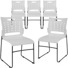 Flash Furniture HERCULES Series Sled Base Stack Chair with Air-Vent Back - White - 5 Pack-Set of 5 Multipurpose Stack Chairs