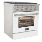 Kucht 30" KNG Series Pro Style Natural Gas Range - Stainless Steel/White-Heavy-duty cast-iron cooking grates withstand intense heat and allow cookware to move between burners without lifting